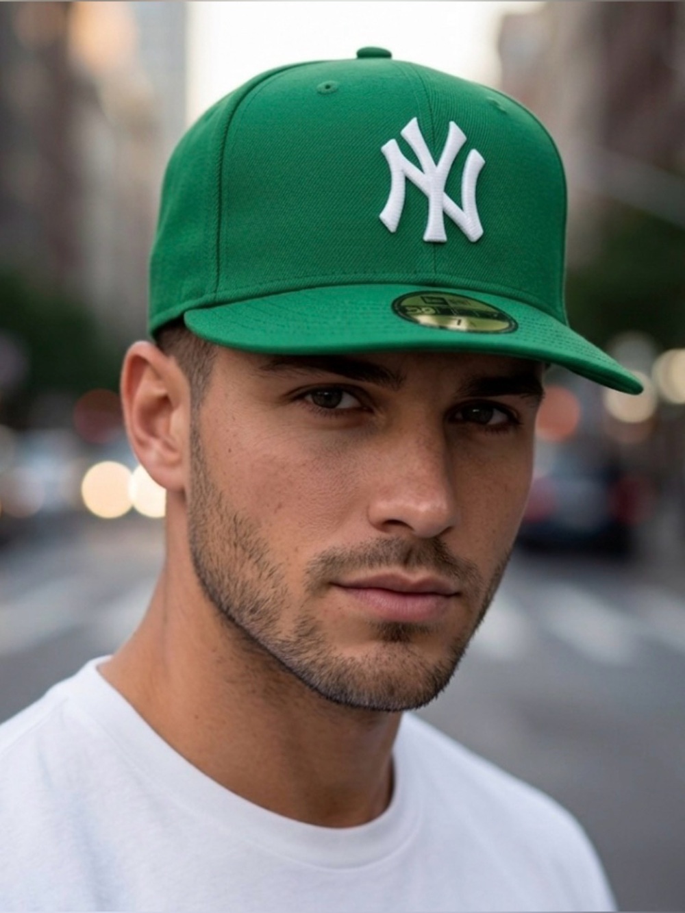 New Era Green NY Logo Flat Brim Hat